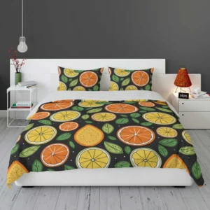 Citrus Fruits And Leaves Design Bedding Set 1