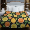 Citrus Fruits And Leaves Design Duvet Cover