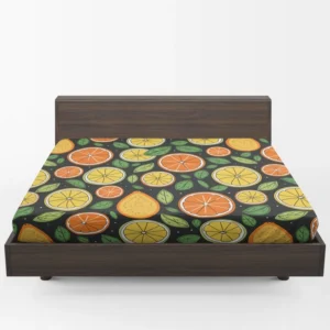 Citrus Fruits And Leaves Design Fitted Sheet 1