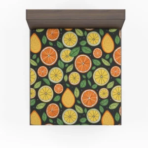 Citrus Fruits And Leaves Design Fitted Sheet