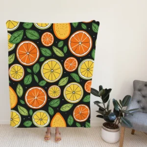 Citrus Fruits And Leaves Design Fleece Blanket