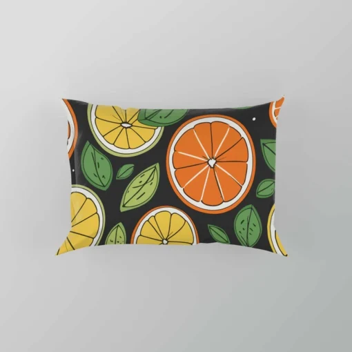 Citrus Fruits And Leaves Design Pillow Case