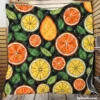 Citrus Fruits And Leaves Design Quilt Blanket