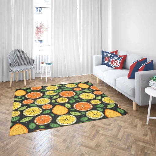 Citrus Fruits And Leaves Design Rug 2