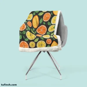 Citrus Fruits And Leaves Design Sherpa Fleece Blanket 2