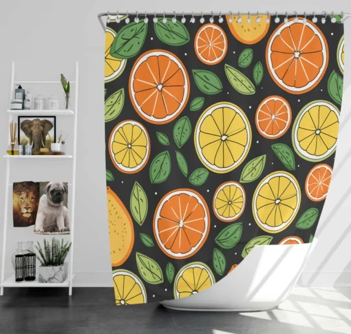 Citrus Fruits And Leaves Design Shower Curtain