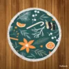 Citrus Fruits Candy Winter Pattern Round Beach Towel