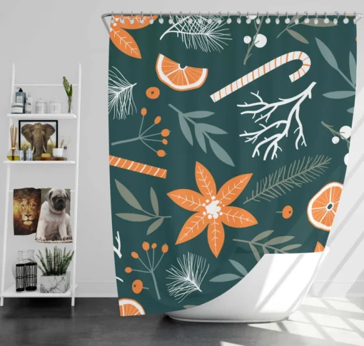 Citrus Fruits Candy Winter Pattern Shower Curtain