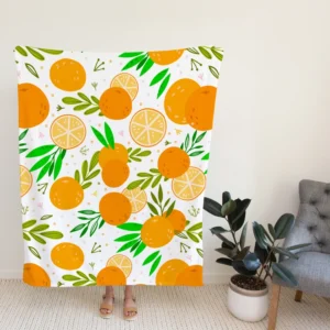 Citrus Fruits Hand Drawn Fleece Blanket