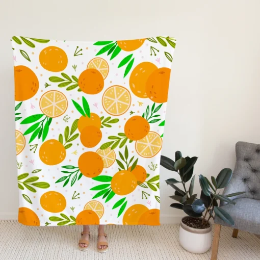 Citrus Fruits Hand Drawn Fleece Blanket