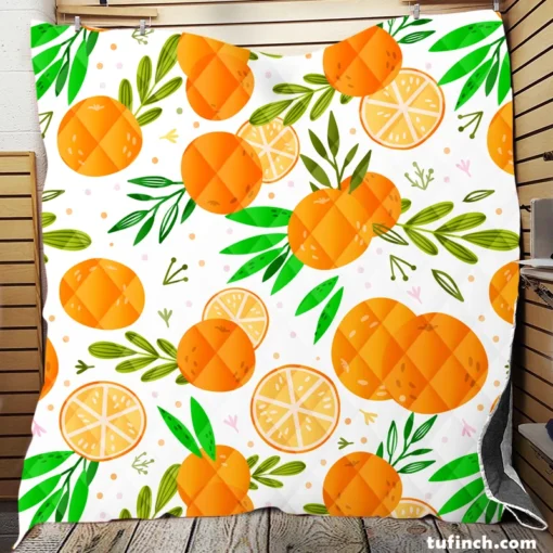 Citrus Fruits Hand Drawn Quilt Blanket