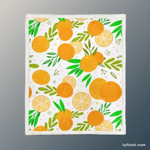 Citrus Fruits Hand Drawn Sherpa Fleece Blanket 1