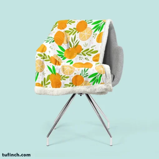 Citrus Fruits Hand Drawn Sherpa Fleece Blanket 2