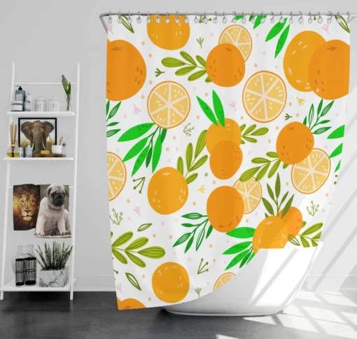 Citrus Fruits Hand Drawn Shower Curtain