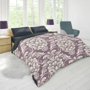 Classic Damask On French Lilac Wisteria Duvet Cover 1