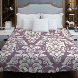 Classic Damask On French Lilac Wisteria Duvet Cover