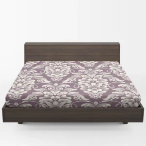 Classic Damask On French Lilac Wisteria Fitted Sheet 1