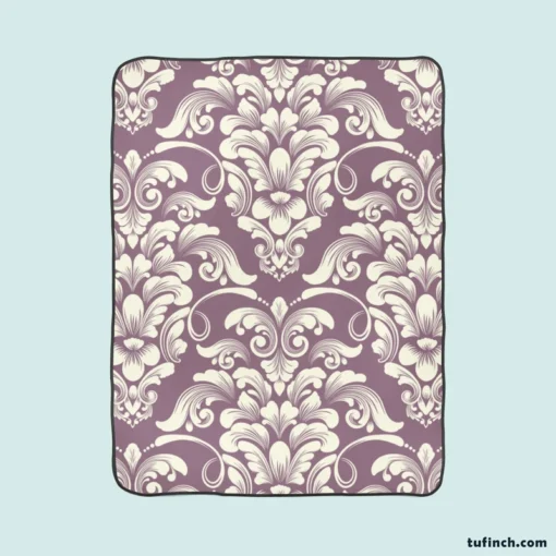 Classic Damask On French Lilac Wisteria Fleece Blanket 1