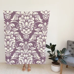 Classic Damask On French Lilac Wisteria Fleece Blanket