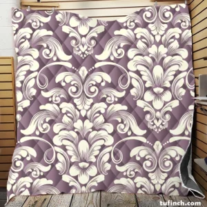 Classic Damask On French Lilac Wisteria Quilt Blanket