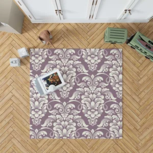 Classic Damask On French Lilac Wisteria Rug