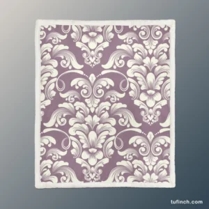 Classic Damask On French Lilac Wisteria Sherpa Fleece Blanket 1