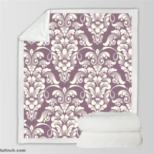 Classic Damask On French Lilac Wisteria Sherpa Fleece Blanket