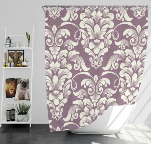 Classic Damask On French Lilac Wisteria Shower Curtain