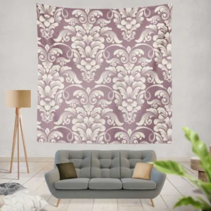 Classic Damask On French Lilac Wisteria Wall Tapestry