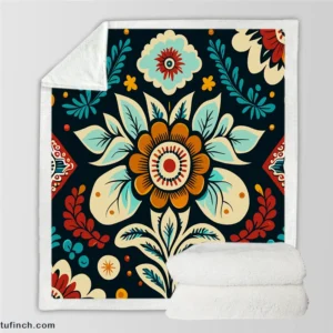 Classic Floral Damask Sherpa Fleece Blanket