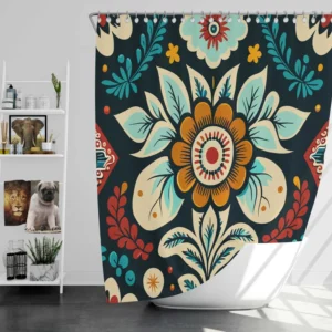 Classic Floral Damask Shower Curtain