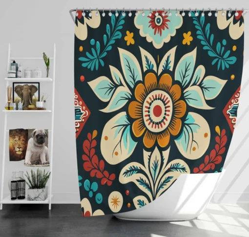 Classic Floral Damask Shower Curtain