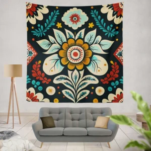 Classic Floral Damask Wall Tapestry