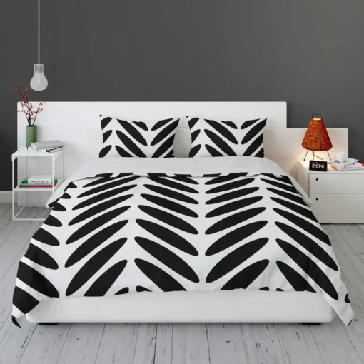 Classic Herringbone Black & White Bedding Set 1