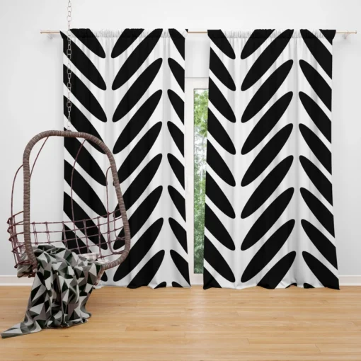 Classic Herringbone Black & White Curtain