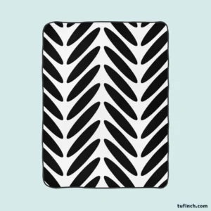 Classic Herringbone Black & White Fleece Blanket 1