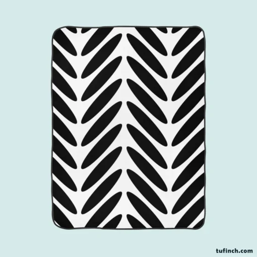 Classic Herringbone Black & White Fleece Blanket 1