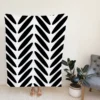 Classic Herringbone Black & White Fleece Blanket