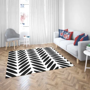 Classic Herringbone Black & White Rug 2