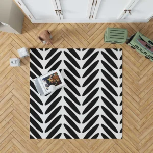 Classic Herringbone Black & White Rug