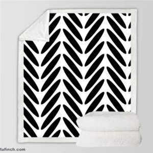 Classic Herringbone Black & White Sherpa Fleece Blanket