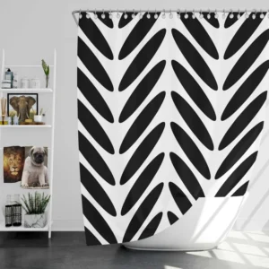 Classic Herringbone Black & White Shower Curtain