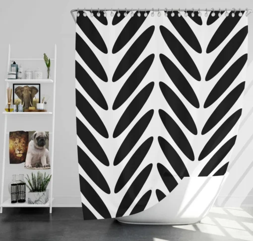 Classic Herringbone Black & White Shower Curtain