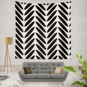 Classic Herringbone Black & White Wall Tapestry