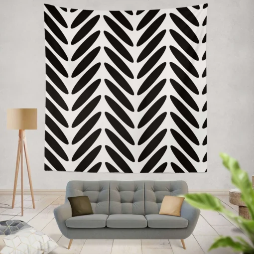 Classic Herringbone Black & White Wall Tapestry