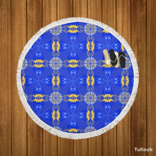 Classic Moon Star Design Round Beach Towel