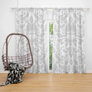 Classic Silver Ash Damask Pattern Curtain