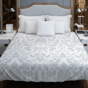 Classic Silver Ash Damask Pattern Duvet Cover