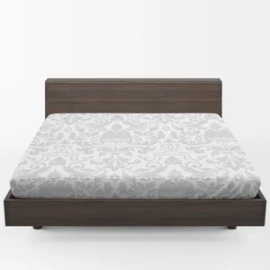 Classic Silver Ash Damask Pattern Fitted Sheet 1