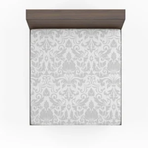 Classic Silver Ash Damask Pattern Fitted Sheet